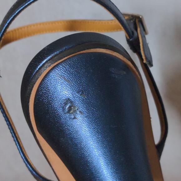 Veronica Beard Olympia Quarter Strap Sandals Heels Blue Leather Ankle 41 - Picture 8 of 13